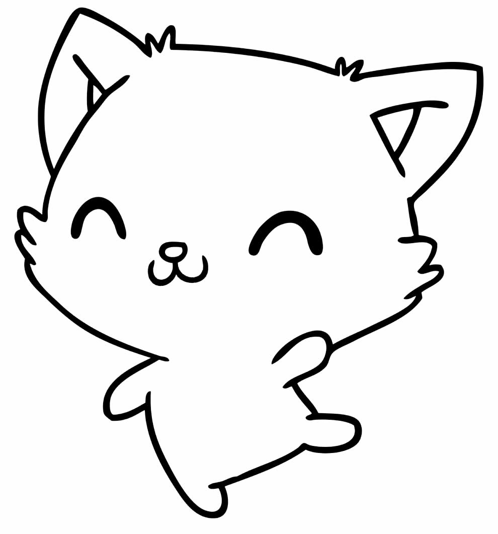 Desenhos Fofinhos de Gatinho para Colorir