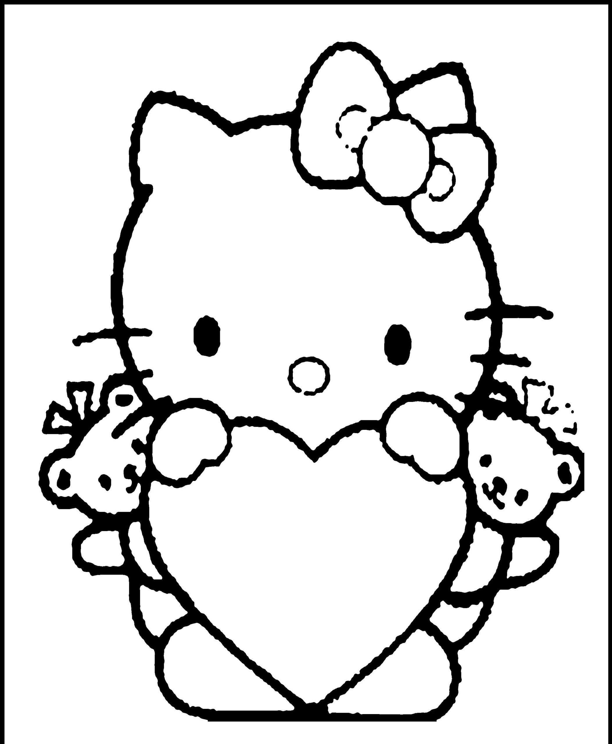 Hello Kitty with a Heart coloring page