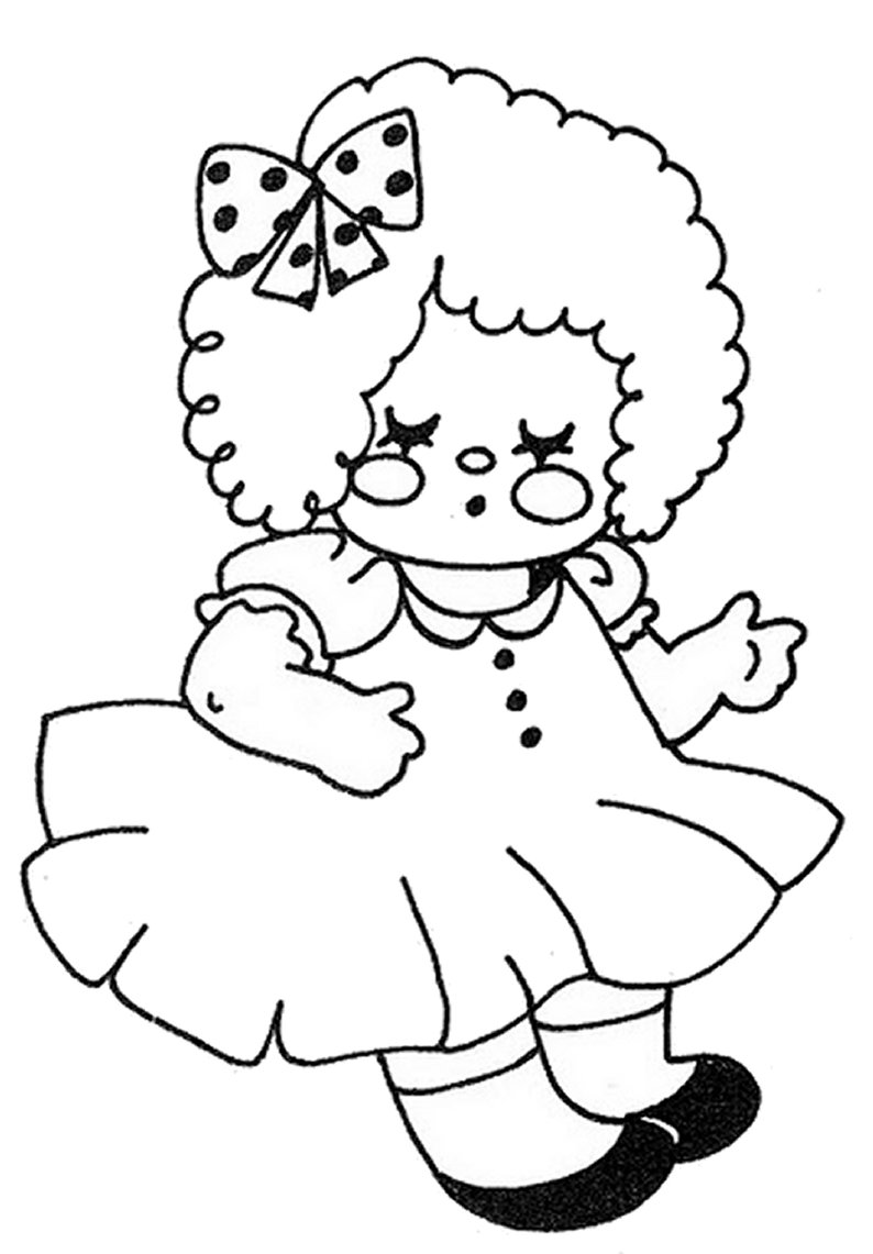 Desenhos para colorir de desenho de uma menina com sua boneca para colorir  