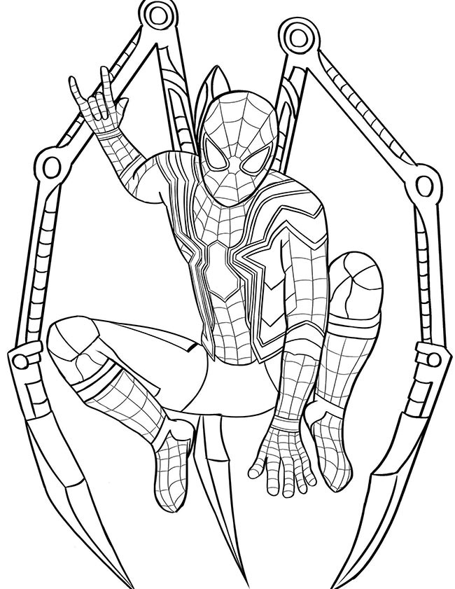 Fusão Heroica: Homem-Aranha de Ferro para Colorir